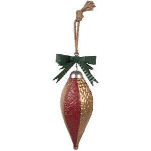 Clayre & Eef Bombka Choinkowa 15x12x36 cm Czerwono-Złota