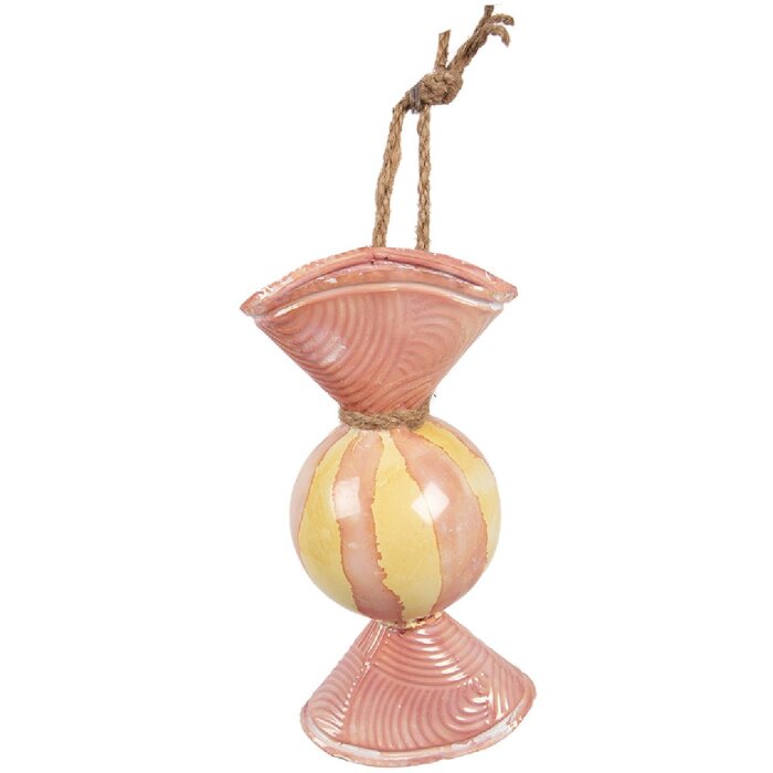 Clayre & Eef 6Y5928 Dekoracja Cukierki Żelazna 10x8x21 cm Różowo-Żółta