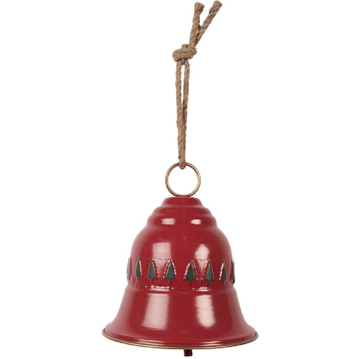 Dzwonek zewnętrzny Clayre & Eef Ø 23x25 cm – dekoracja z żelaza w kolorze czerwieni i zieleni