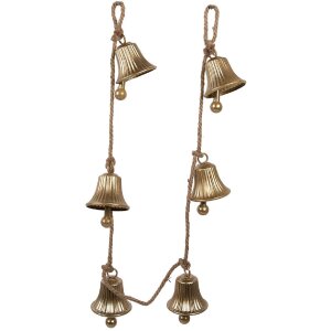 Dzwonek wiszący Clayre & Eef, złoty, 9x9x135 cm, dekoracja wnętrza