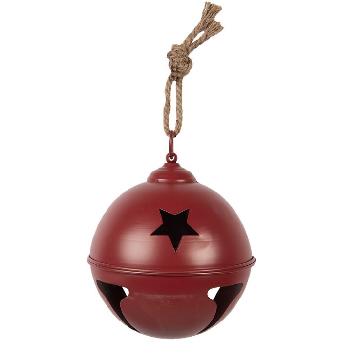 Dekoracja wisząca w kształcie dzwoneczka 12x12 cm, czerwono-brązowa, Clayre & Eef