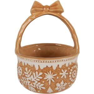 Koszyk ceramiczny Clayre & Eef, 15x21 cm, brąz-beż, styl wiejski