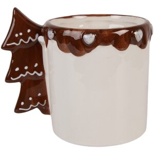 Beczka Clayre & Eef 400 ml, biało-brązowa, ceramika, 13x10x11 cm
