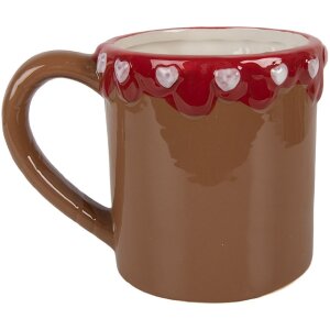 Kubek keramikowy Clayre & Eef 375 ml, 14x10x10 cm, brązowo-czerwony