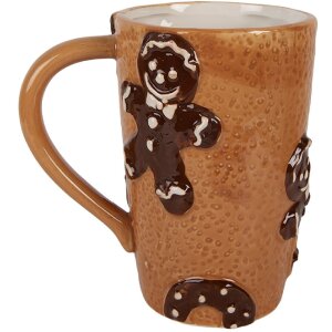 Beczek keramikowy Clayre & Eef 575 ml, brązowo-beżowy, 14x10x15 cm