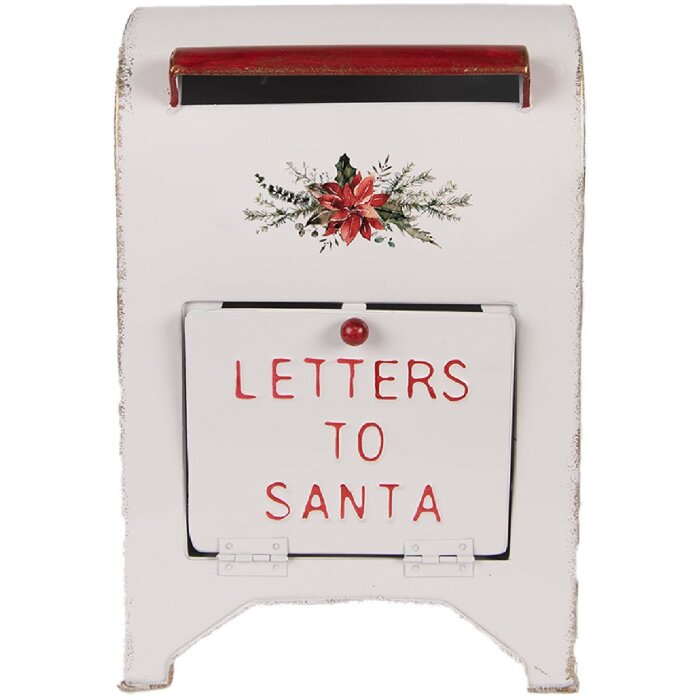 Skarbonka na listy Clayre & Eef, styl rustykalny, biała z czerwonymi akcentami