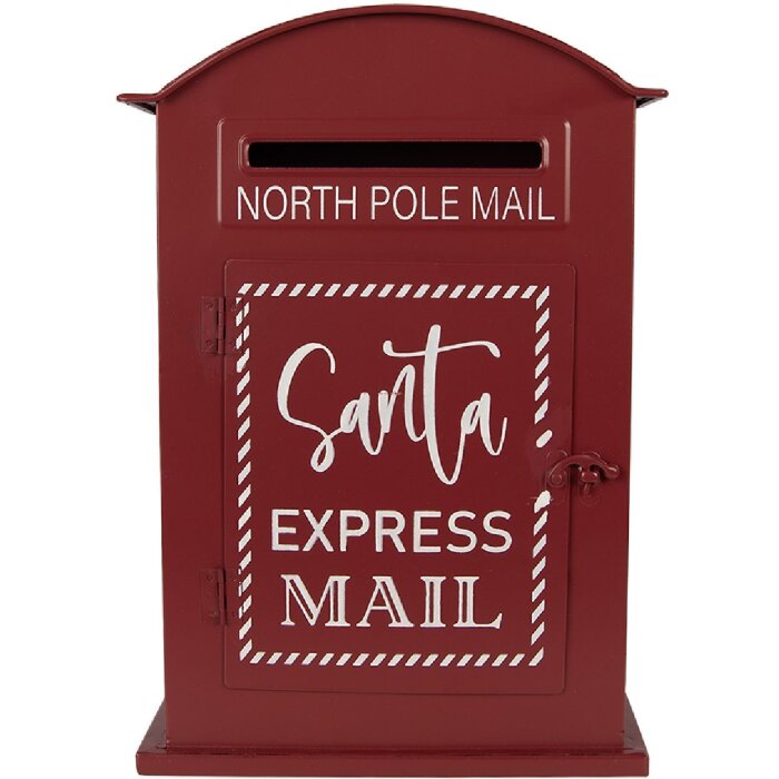 Skrzynka na listy Clayre & Eef, czerwono-biała, styl wiejski, 23x8x34 cm