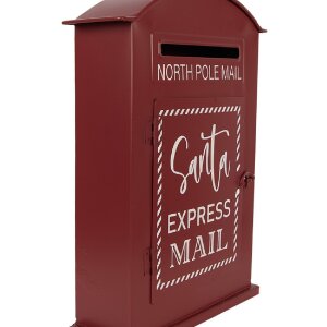 Skrzynka na listy Clayre & Eef, czerwono-biała, styl wiejski, 23x8x34 cm