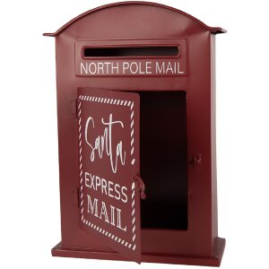 Skrzynka na listy Clayre & Eef, czerwono-biała, styl wiejski, 23x8x34 cm