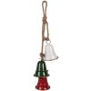 Dzwoneczek wiszący vintage Clayre & Eef, czerwony, zielony, biały, 9x9x49 cm