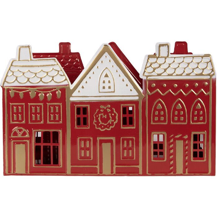 Clayre & Eef Świecznik na Tealighty 38x13x25 cm Czerwono-Biały