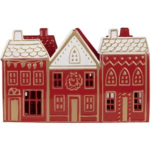 Clayre & Eef Świecznik na Tealighty 38x13x25 cm Czerwono-Biały