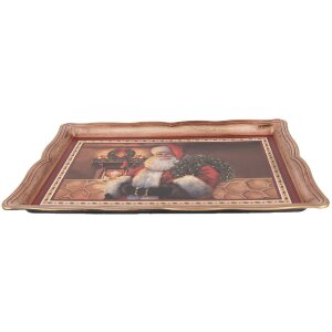 Clayre & Eef Taca Dekoracyjna 31x22x2 cm Brązowo-Czerwona