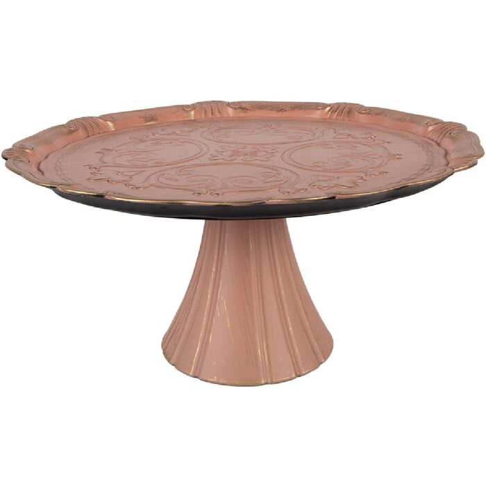 Clayre & Eef Talerz na tort różowe złoto 32x15 cm