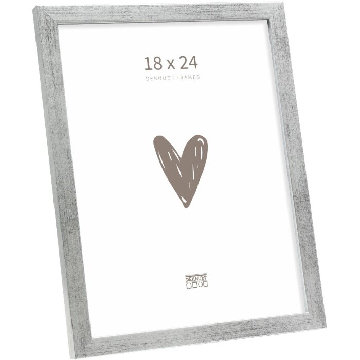 Ramka na zdjęcia z drewna Deknudt S243D, antik srebrna, 18x24 cm
