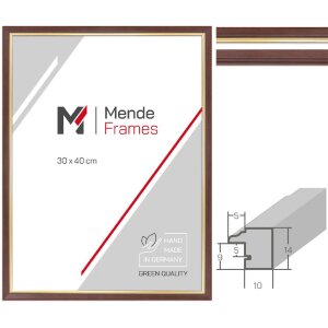 MendeFrames H007 Ramka Drewniana Orzech Złota Krawędź