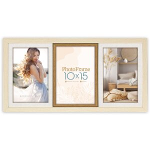 Ramka na 3 zdjęcia 10x15 cm, styl Como 3Q, biało-brązowa