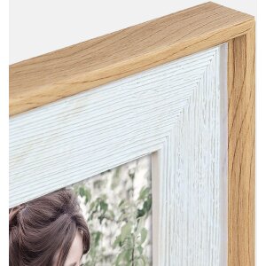 Ramka na zdjęcia SIENA z PS 30x40 cm, biała – elegancka, drewniana faktura