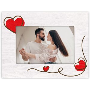 ZEP Drewniana Ramka na Zdjęcia Zoe Biała 10x15 Serduszka