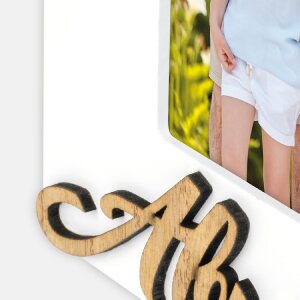 Ramka na zdjęcia z drewna Abuelos 10x15 cm, biała, format pionowy