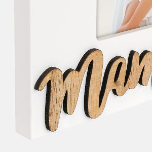 Ramka na zdjęcie z drewna Mama biała – format 10x15 cm