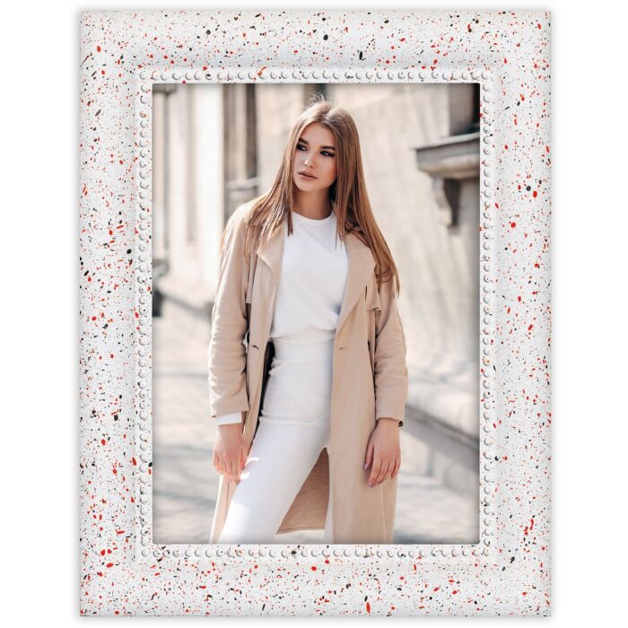 Ramka na zdjęcia ZEP Pollock biała 10x15 cm – wzór terrazzo, szkło akrylowe