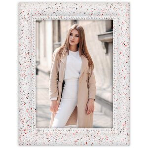 Ramka na zdjęcia ZEP Pollock biała 10x15 cm – wzór terrazzo, szkło akrylowe