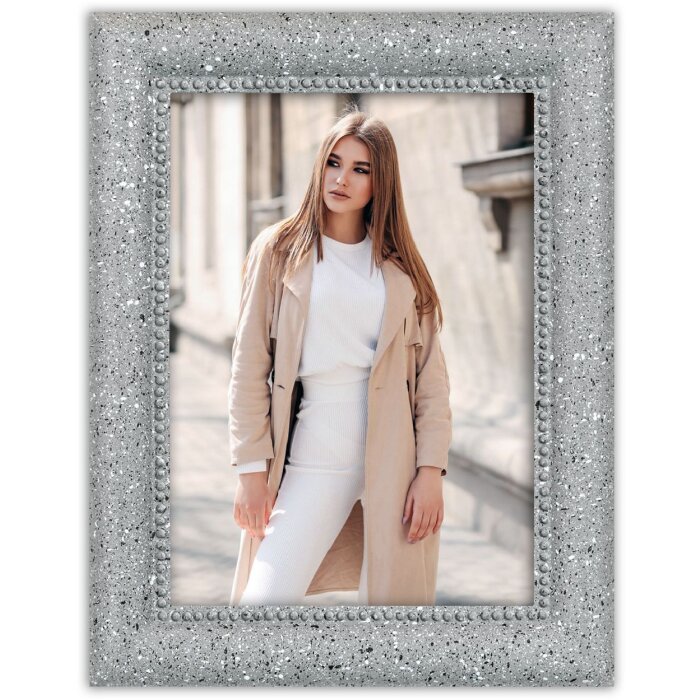 Ramka na zdjęcia ZEP Pollock grau 15x20 cm – design terrazzo, szkło akrylowe
