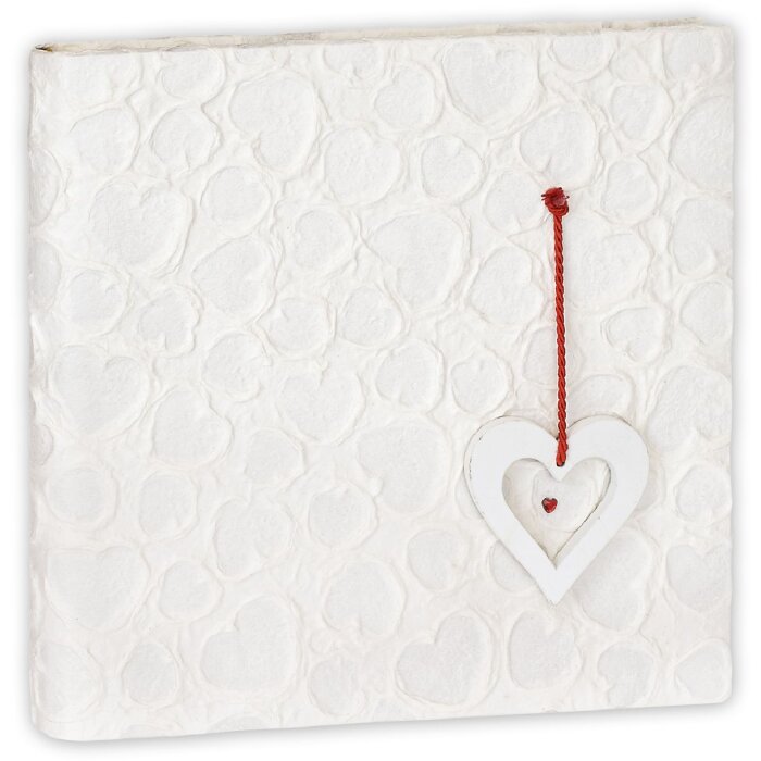 Album fotograficzny ZEP Althea III, biały, 25x25 cm, z aplikacjami w kształcie serca