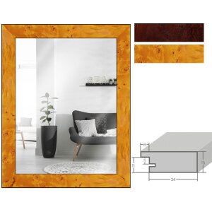 MendeFrames Lustro H14E Dekor Drewna Korzeni Wiele Rozmiarów