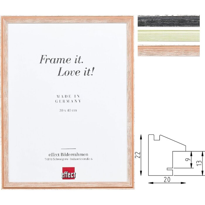 Ramka na zdjęcia Effect Profil 59 – styl używany, czarny, brąz, zielony, wiele formatów, wybór szkła