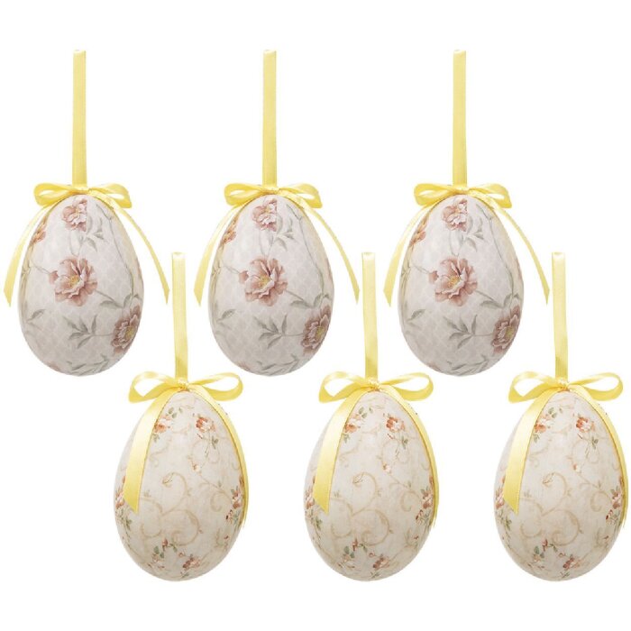 Clayre & Eef 65908 Zestaw 6 Wiszących Jajek Ø7x10 cm