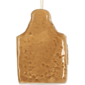 Clayre & Eef Zawieszka Domek Ceramiczny Brązowo-Biały 4x3x6 cm