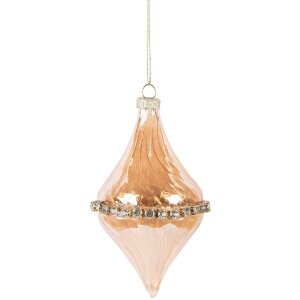 Clayre & Eef Bombka choinkowa pomarańczowa 8x14 cm