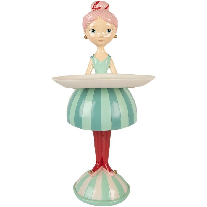 Clayre & Eef Dekoracja Dziecko z Miską 18x16x38 cm Niebiesko-Biała 6PR5795