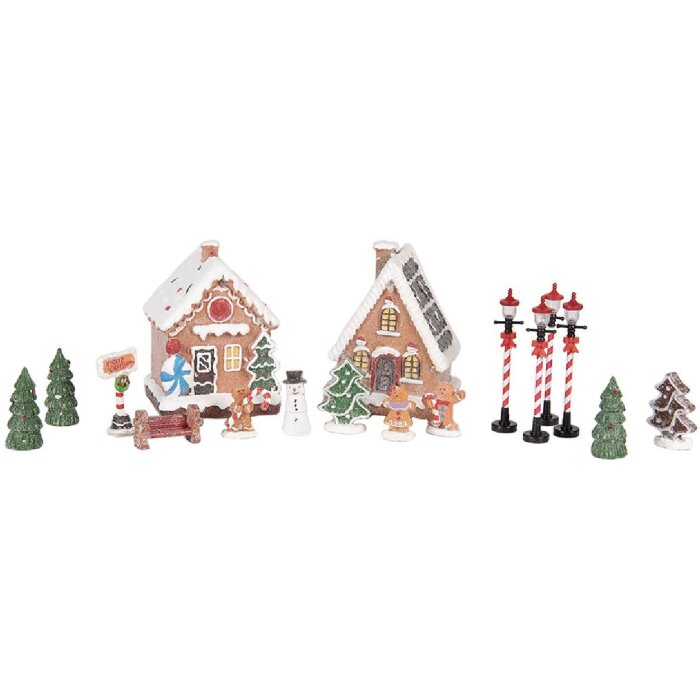 Clayre & Eef Domki Dekoracyjne LED - Zestaw 17 (9x8x13 cm)