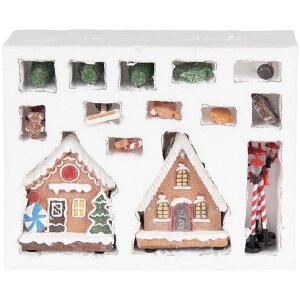 Clayre & Eef Domki Dekoracyjne LED - Zestaw 17 (9x8x13 cm)