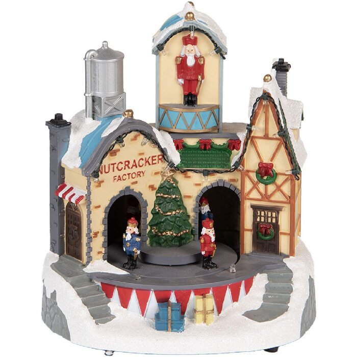 Clayre & Eef Domek z LED 20x17x23 cm Biało-Brązowy