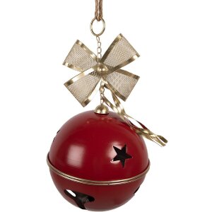 Clayre & Eef 6Y5906 Dzwonek dekoracyjny czerwono-złoty Ø 24x49 cm