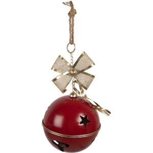 Clayre & Eef 6Y5906 Dzwonek dekoracyjny czerwono-złoty Ø 24x49 cm