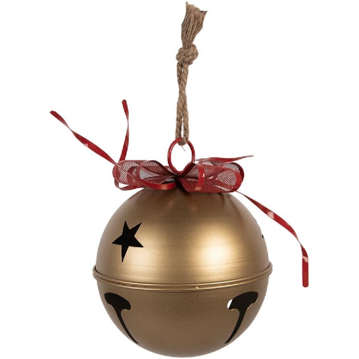 Clayre & Eef 6Y5907 Dzwonek dekoracyjny złoto-czerwony 24x30 cm