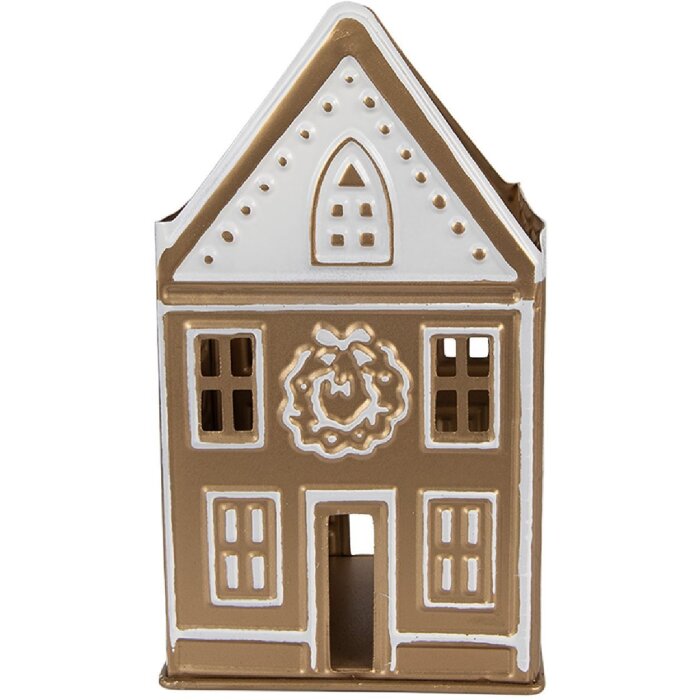 Clayre & Eef Świecznik na tealighty 12x11x22 cm złoto-biały