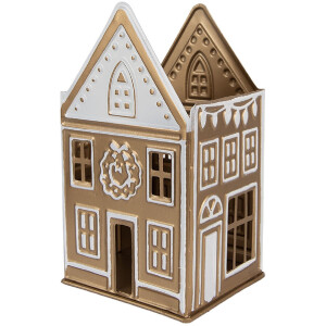 Clayre & Eef Świecznik na tealighty 12x11x22 cm złoto-biały