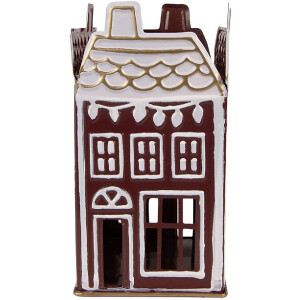 Clayre & Eef Świecznik na tealighty 12x12x22 cm czerwono-biały