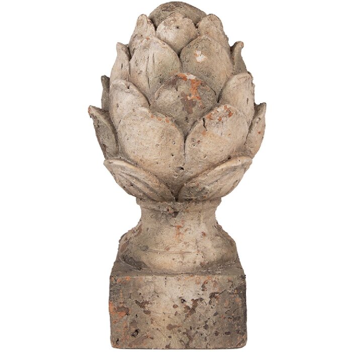 Ornament dekoracyjny Clayre & Eef – styl artischockowy, patyna naturalna, Ø 19x35 cm