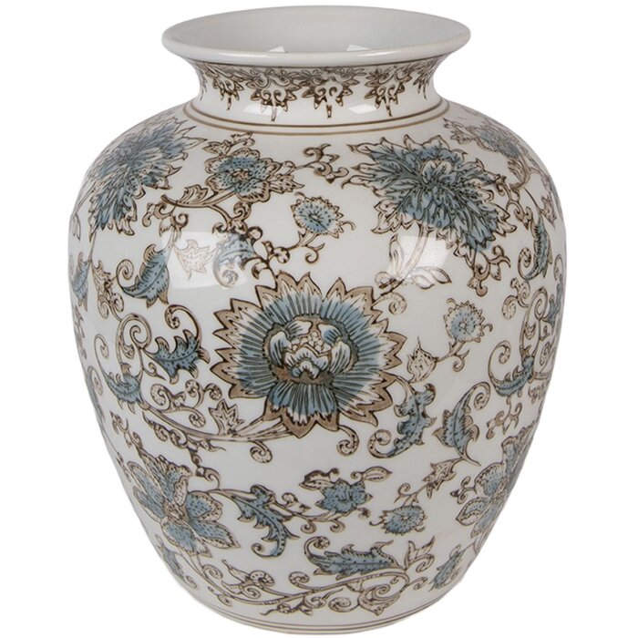 Clayre & Eef Wazon Ceramiczny Ø 22x25 cm Floralny