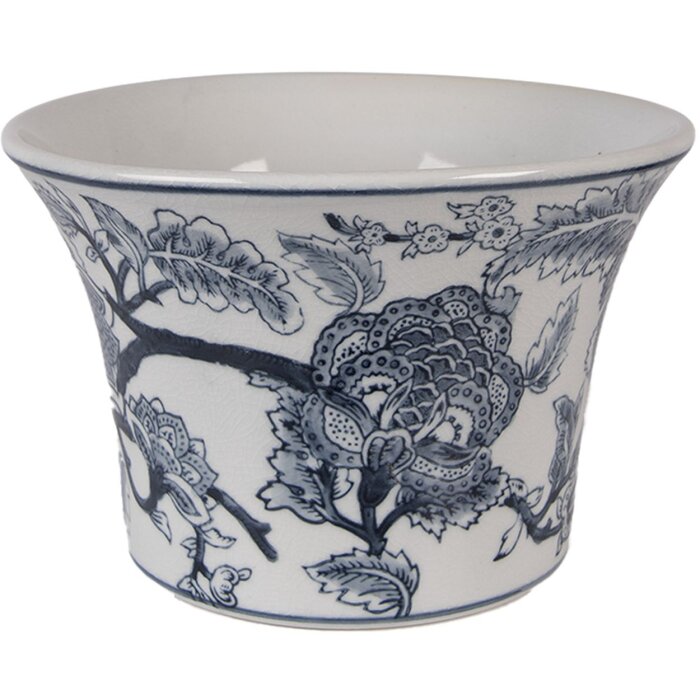 Clayre & Eef Donica Ceramiczna Ø 22x15 cm Niebieski Kwiat