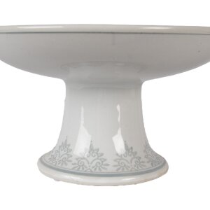 Deska do tortów Clayre & Eef, porcelana biała zielona, wzór kwiatowy, styl vintage