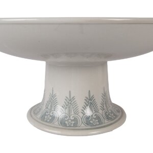 Deska do tortów Clayre & Eef, porcelana, Ø 32x15 cm, biało-zielona