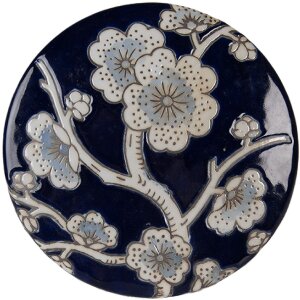 Skarbonka na biżuterię Clayre & Eef Ø 12x10 cm, ceramika błękitno-biała